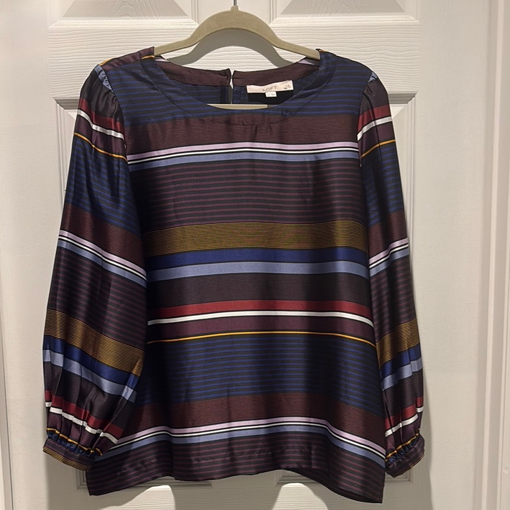 LOFT Striped Multicolor Women's Top size LP